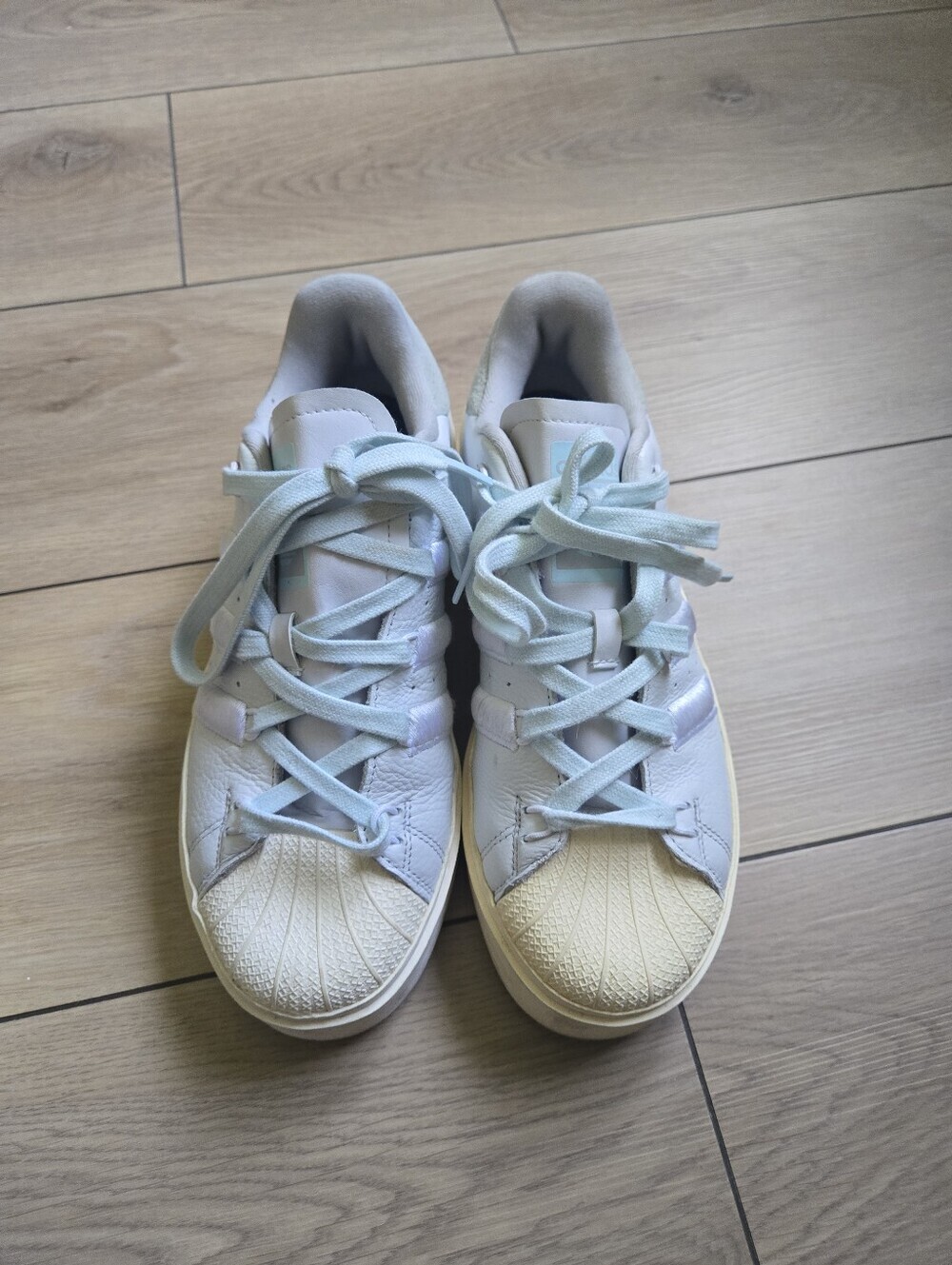 Adidas Originals Superstar Bonega Sneakers in "White Almost Blue" Size 9